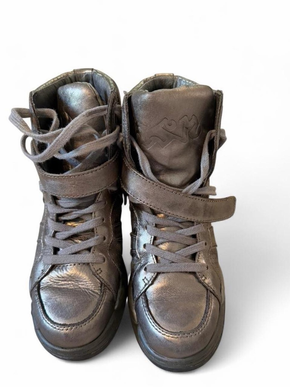 Ash Metallic Gray Wedge High-Top Sneakers